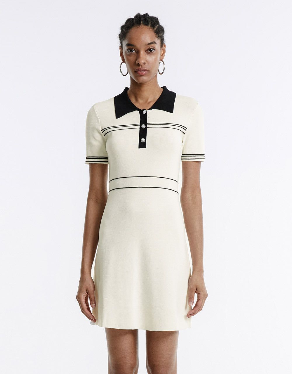 Contrast Color Knitted Polo Dress sold by Urban Revivo product image thumbnail 3