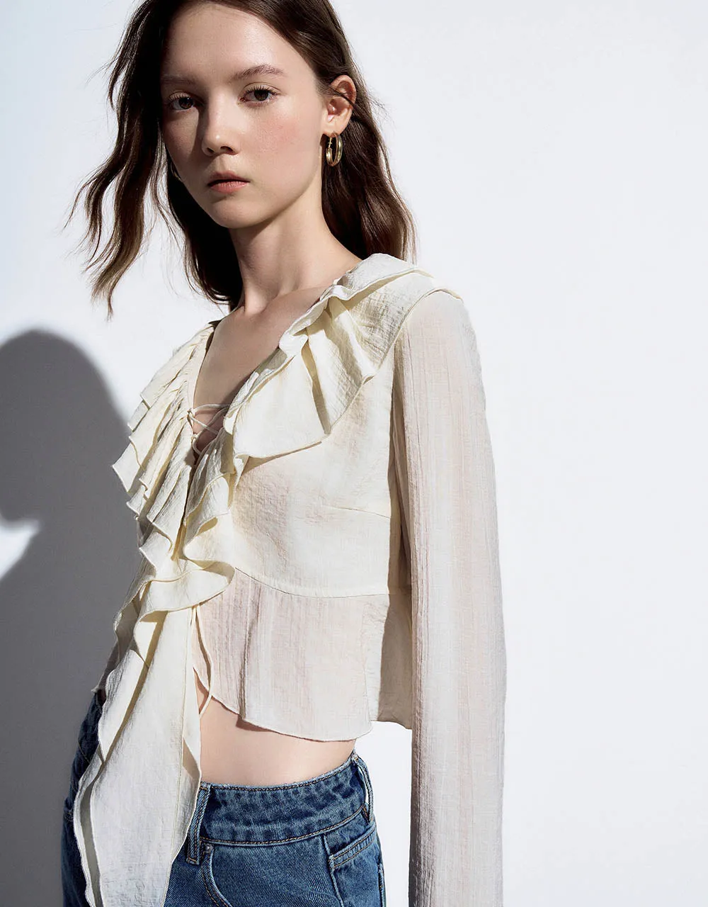 Ruffle Lapel Shirt sold by Urban Revivo product image thumbnail 5