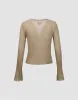 Tie Front V-Neck Skinny Knitted Cardigan sold by Urban Revivo
