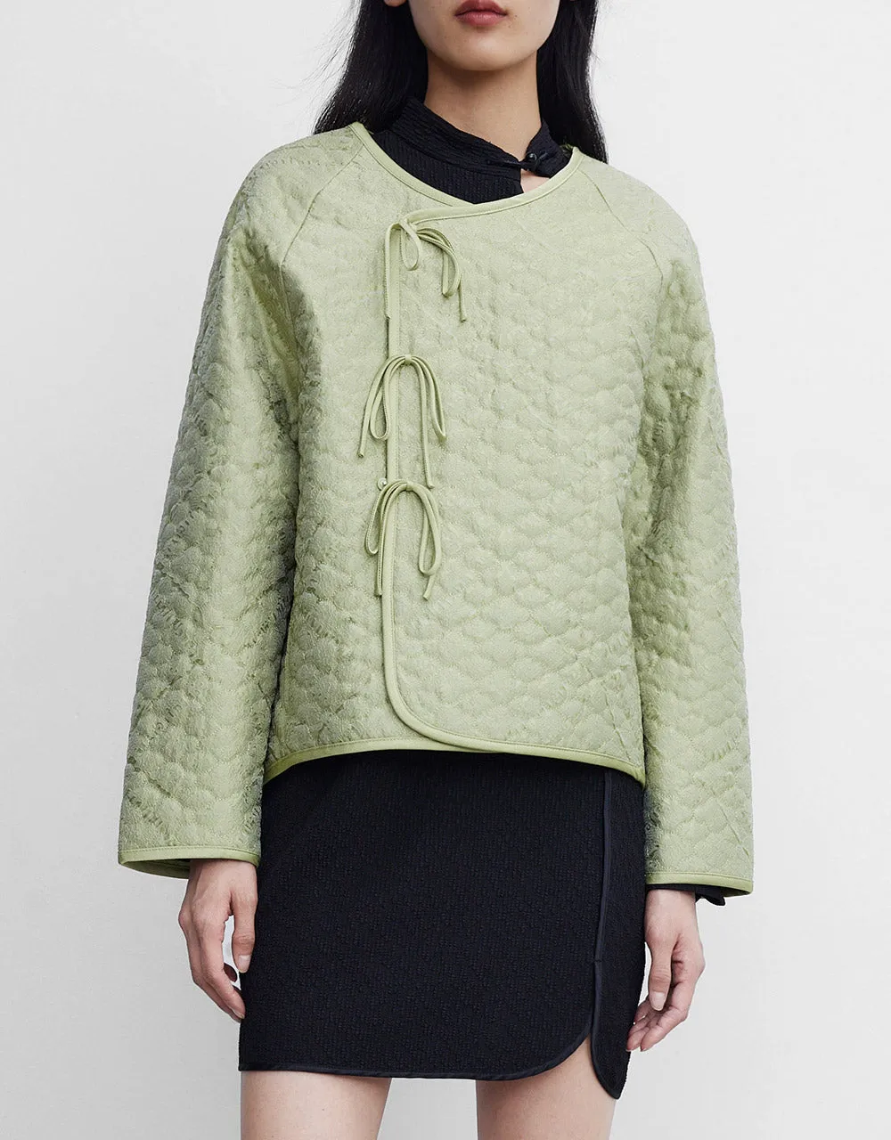 Tie Front Textured Winter Coat sold by Urban Revivo product image thumbnail 2