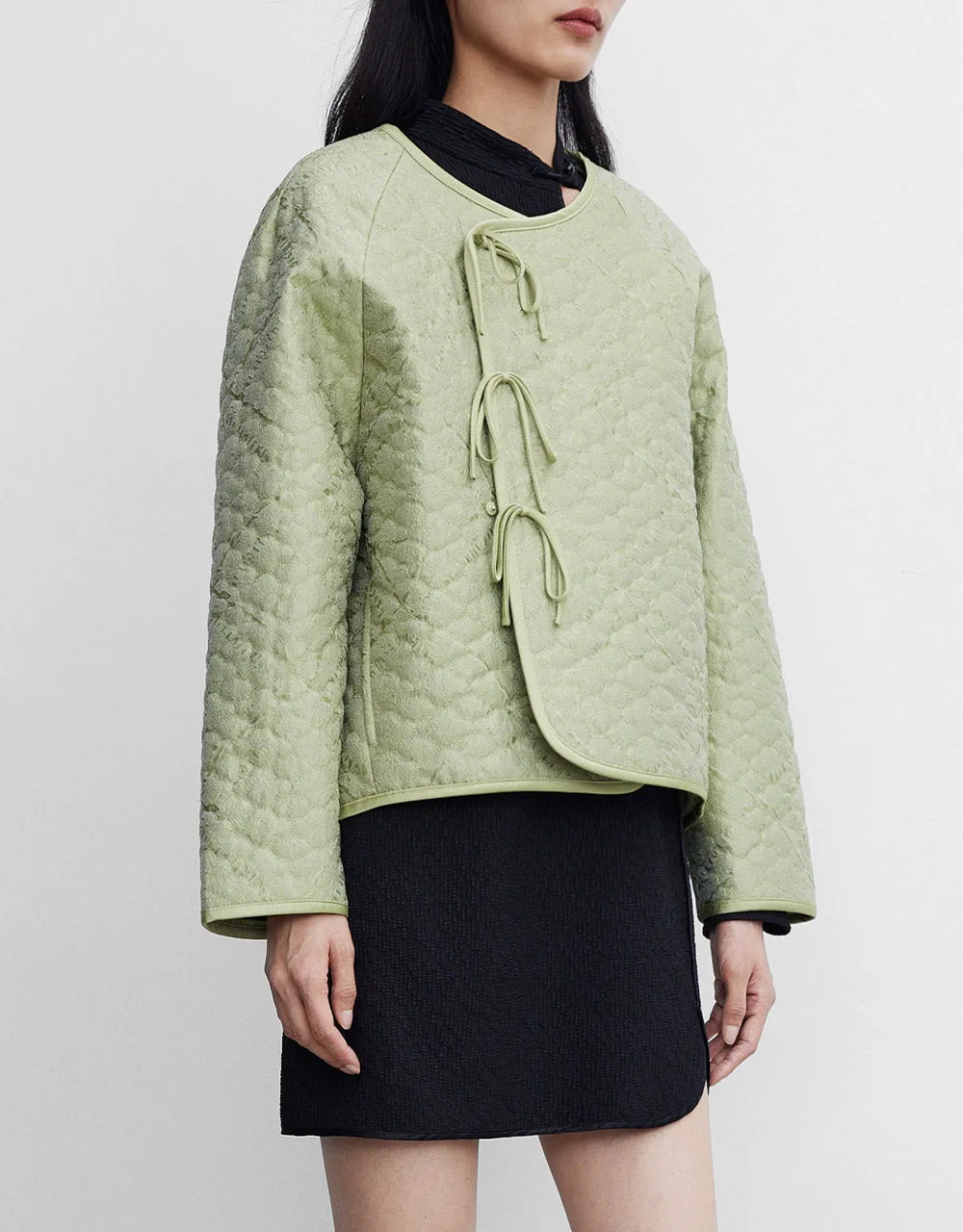 Tie Front Textured Winter Coat sold by Urban Revivo product image thumbnail 3