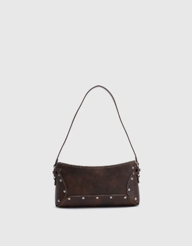 Studded Décor Vegan Leather Shoulder Bag made by Urban Revivo