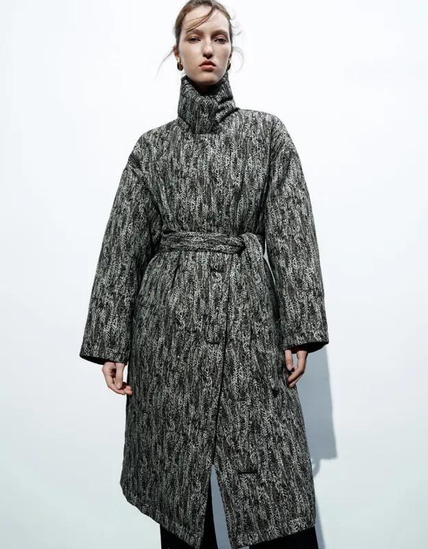 Notch Lapel Down Coat With Belt sold by Urban Revivo