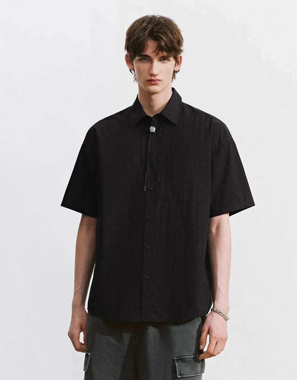 Button Up Straight Loose Shirt sold by Urban Revivo
