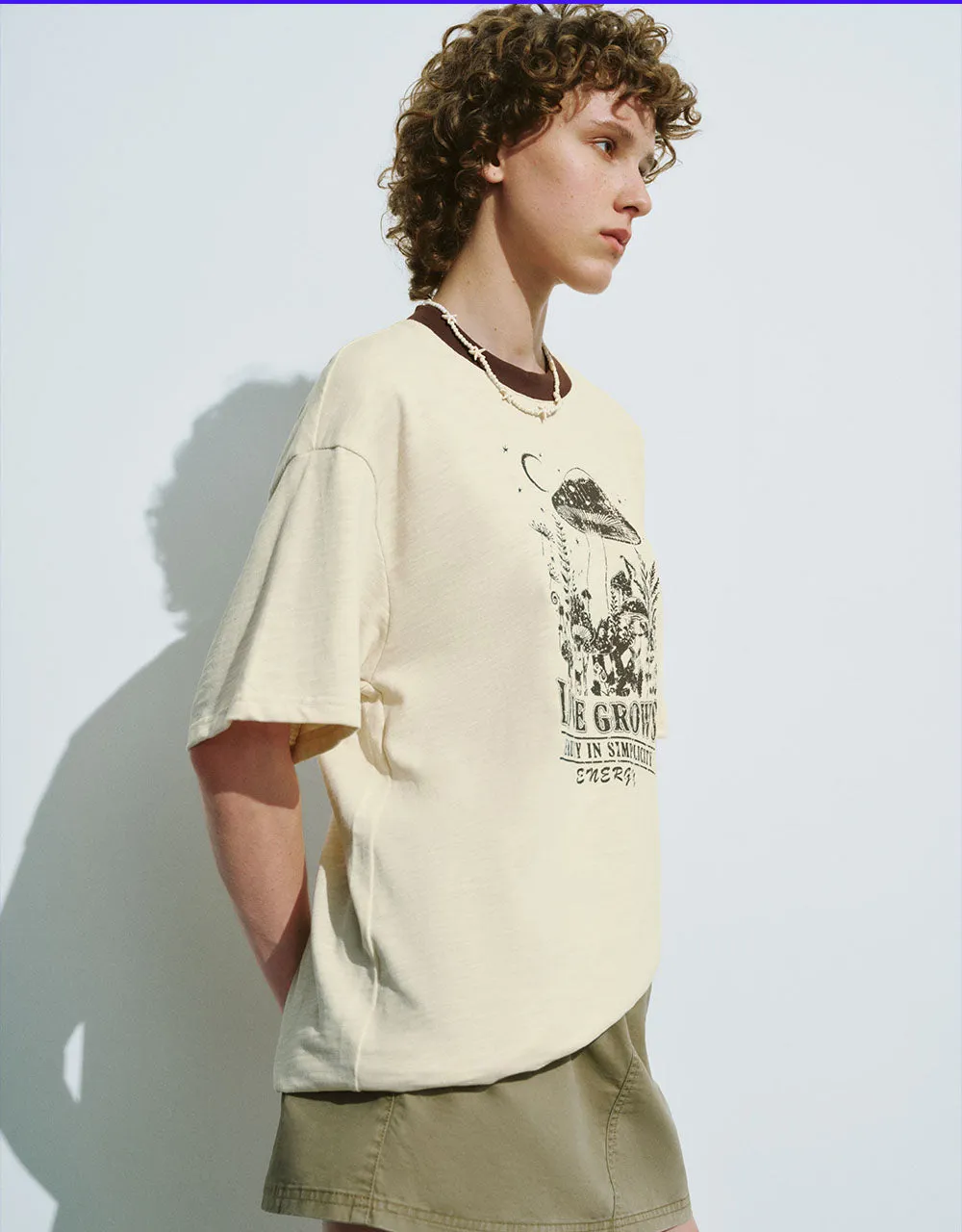 Printed Crew Neck Loose T-Shirt sold by Urban Revivo product image thumbnail 3
