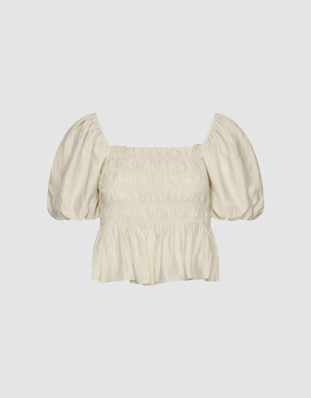 Puff Sleeve Square-Cut Collar Overhead Shirt sold by Urban Revivo product image thumbnail 4