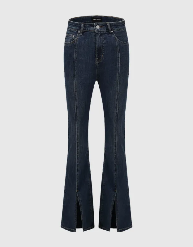 Split Hem Flare Jeans sold by Urban Revivo