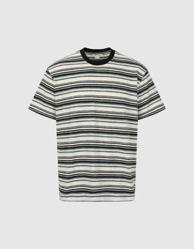 Striped Crew Neck Loose T-Shirt sold by Urban Revivo