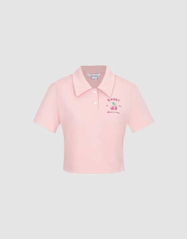 Fruit Printed Skinny Polo T-Shirt sold by Urban Revivo