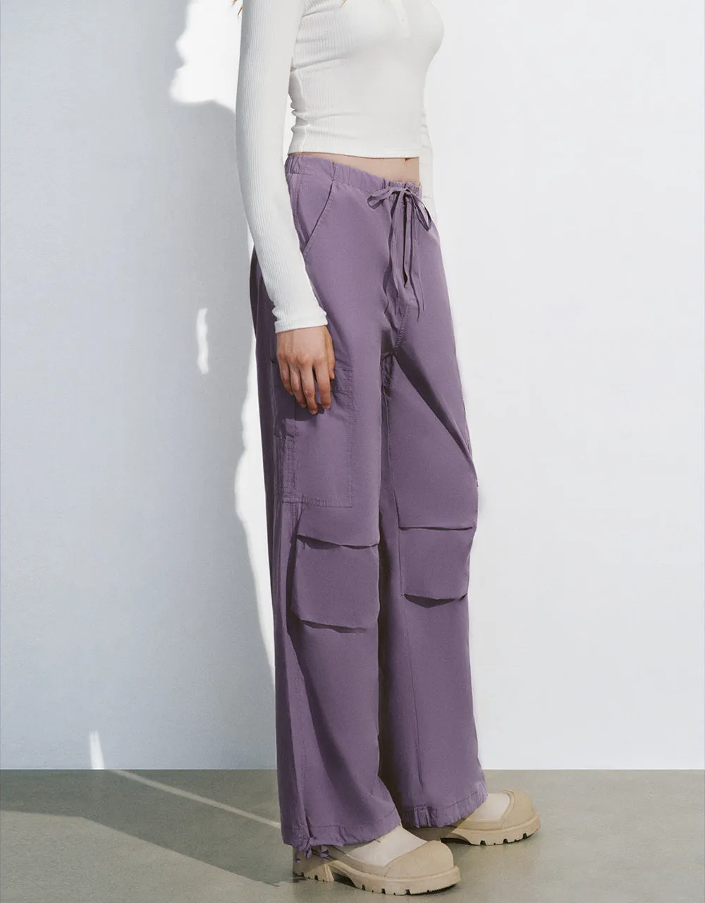 Drawstring Waist Wide-Leg Pants sold by Urban Revivo product image thumbnail 4
