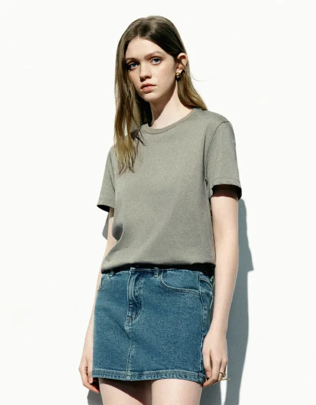 Crew Neck Straight T-Shirt sold by Urban Revivo