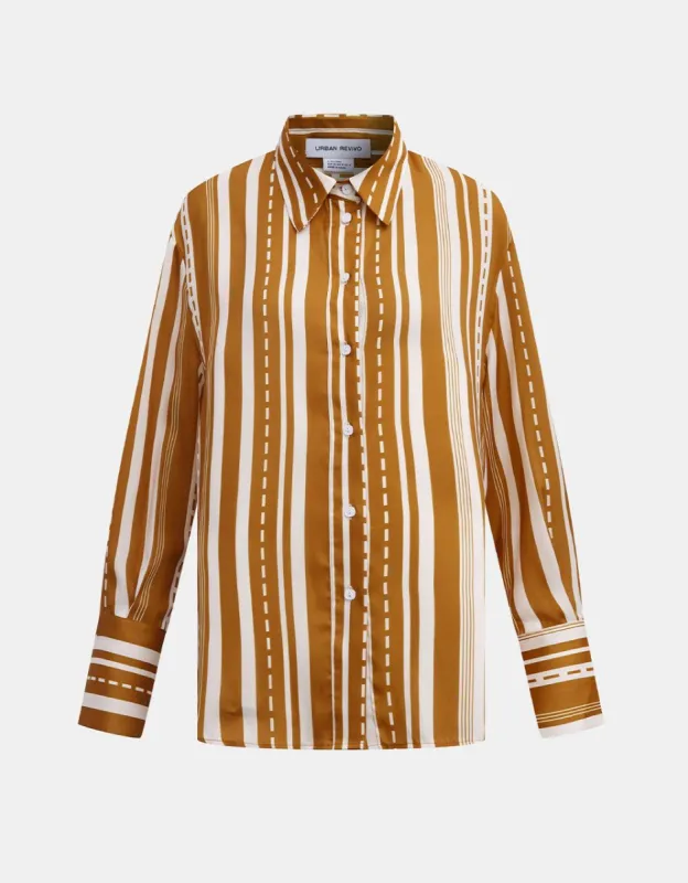 Striped Print Button Up Shirt sold by Urban Revivo