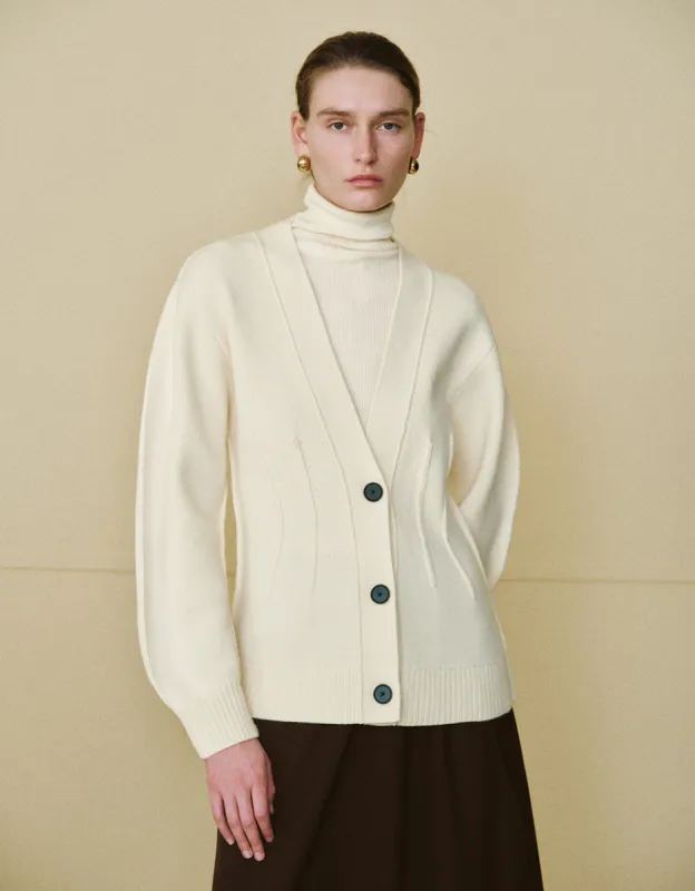 Drop Shoulder Sleeve V-Neck Knitted Cardigan sold by Urban Revivo