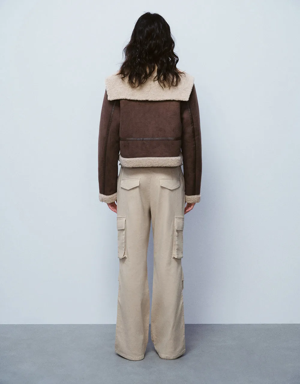 Zipper Front Vegan Leather Furry Jacket sold by Urban Revivo product image thumbnail 4