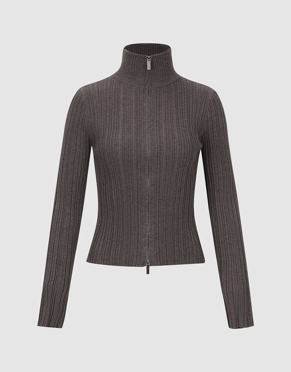 Zipper Front Stand Collar Knitted Cardigan sold by Urban Revivo product image thumbnail 2