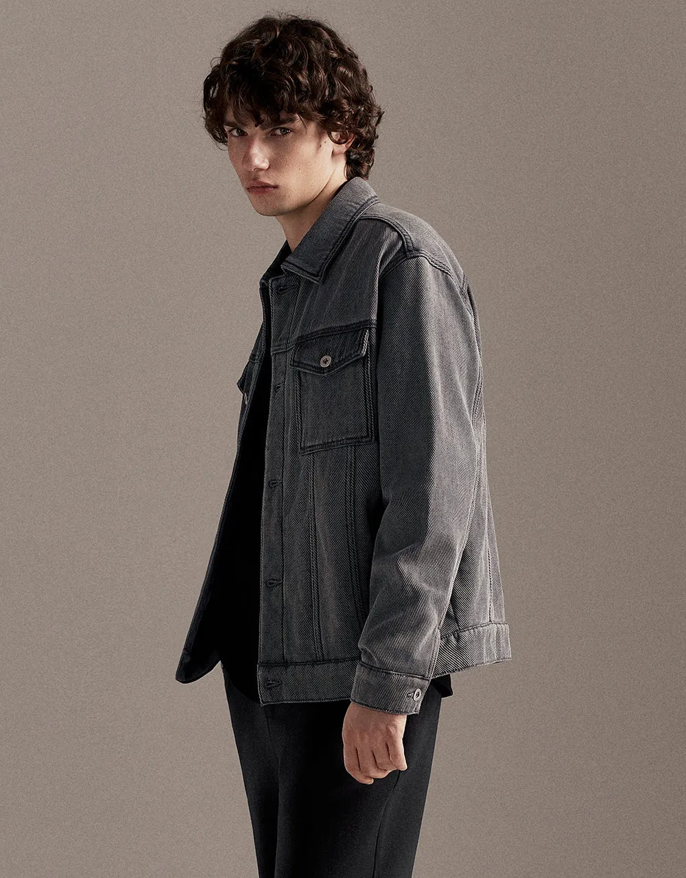 Button Up Denim Jacket sold by Urban Revivo product image thumbnail 3