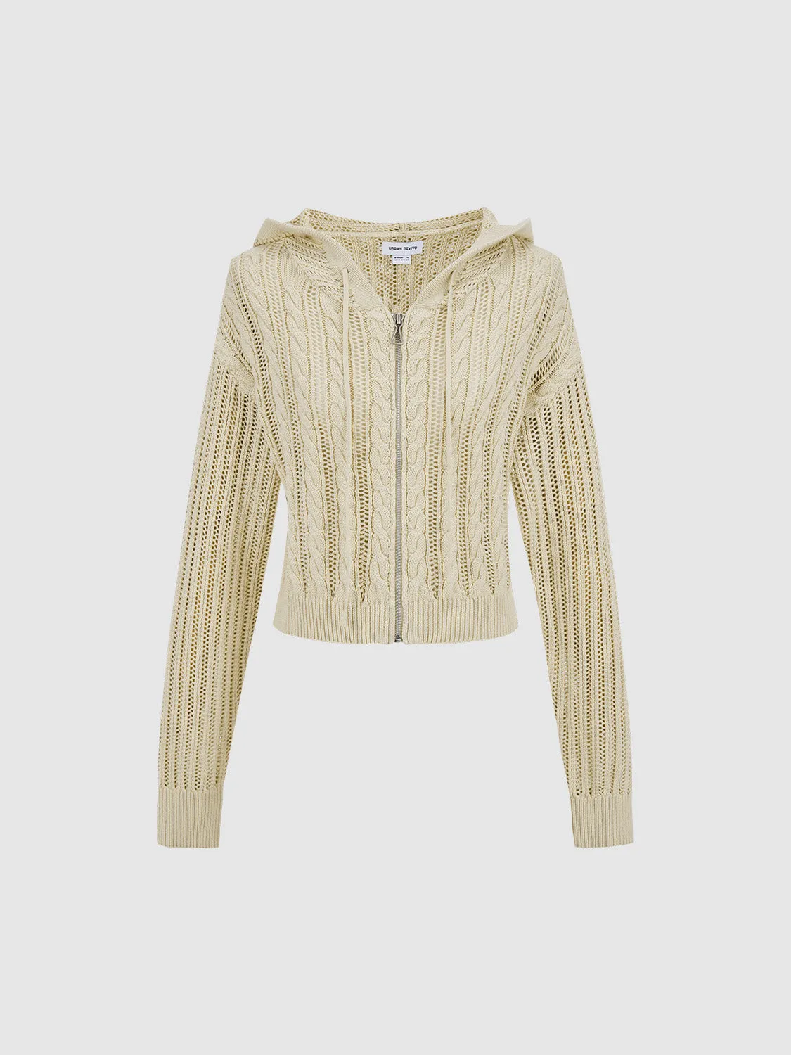 Zipper Front Hooded Knitted Cardigan sold by Urban Revivo product image thumbnail 2