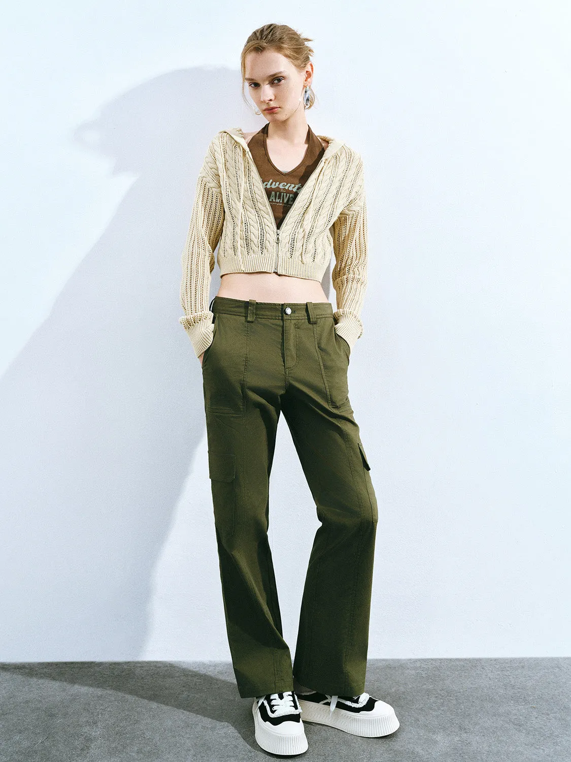 Zipper Front Hooded Knitted Cardigan sold by Urban Revivo product image thumbnail 5