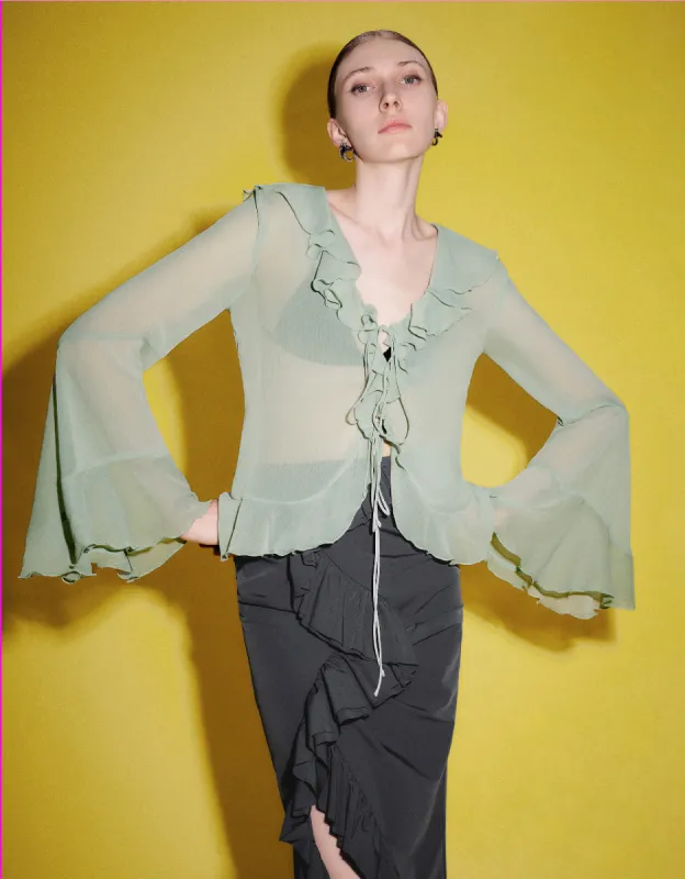 Butterfly Sleeve V-Neck Shirt sold by Urban Revivo