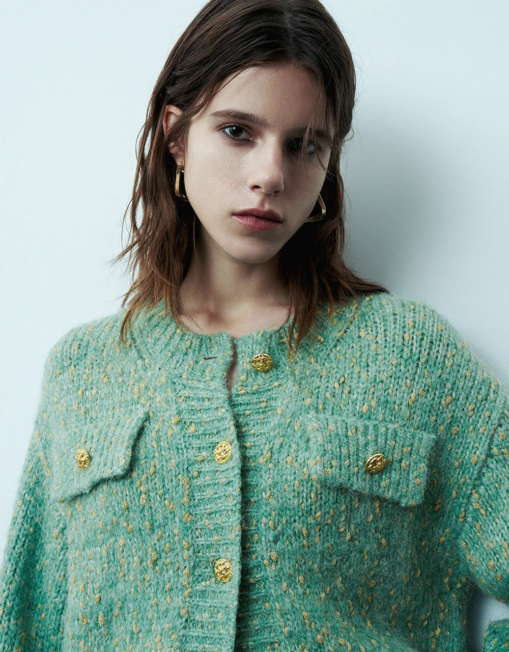 Crew Neck Knitted Cardigan With Fake Pockets sold by Urban Revivo product image thumbnail 4