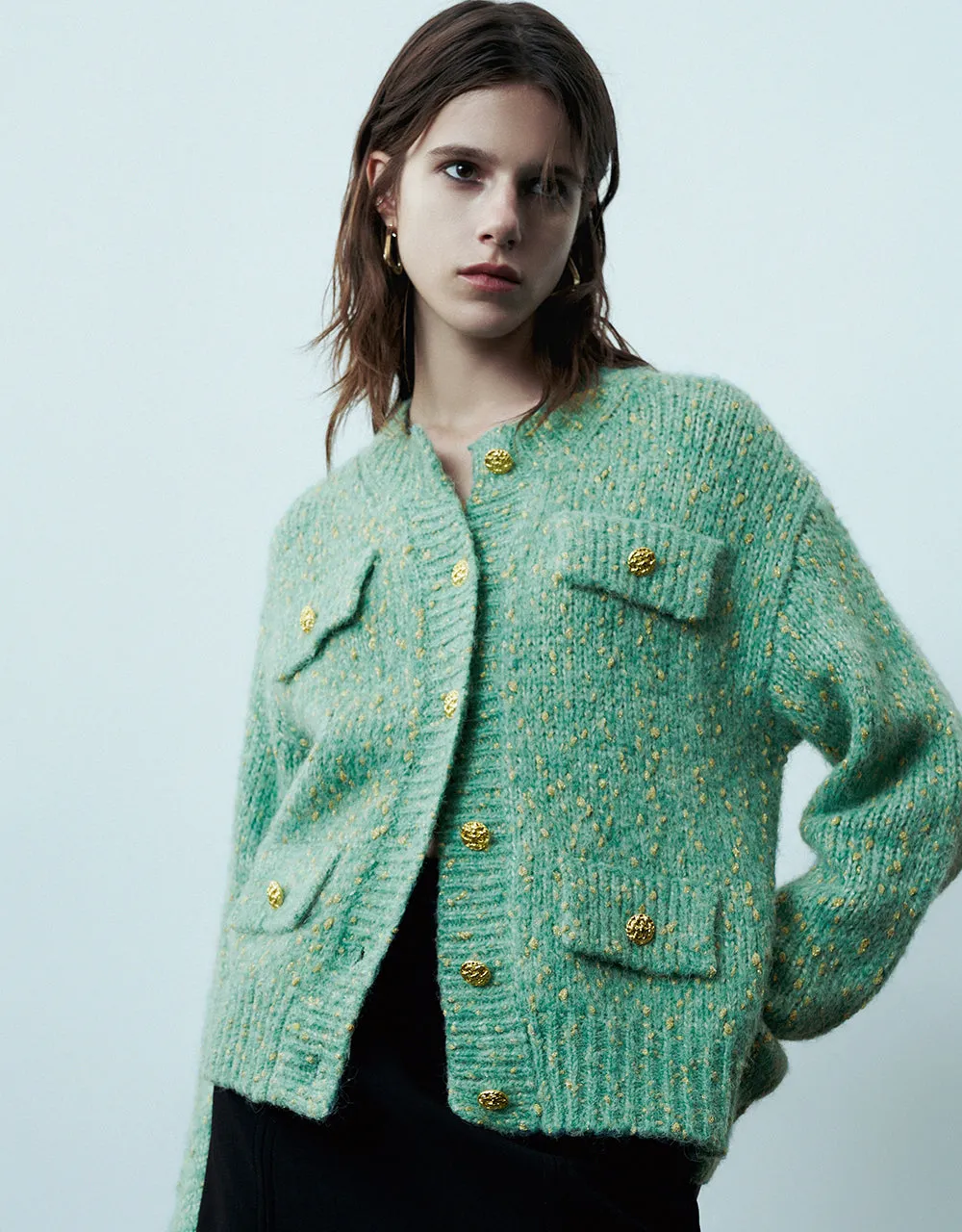 Crew Neck Knitted Cardigan With Fake Pockets sold by Urban Revivo product image thumbnail 2