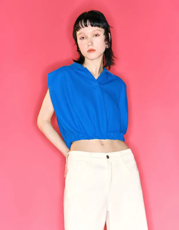 Lapel Crop Tank Top sold by Urban Revivo