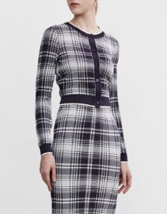 Plaid Pattern Contrast Trim Knitted Cardigan sold by Urban Revivo