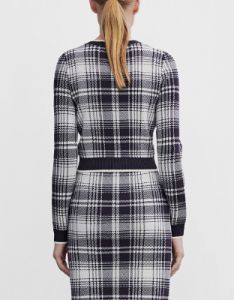 Plaid Pattern Contrast Trim Knitted Cardigan sold by Urban Revivo
