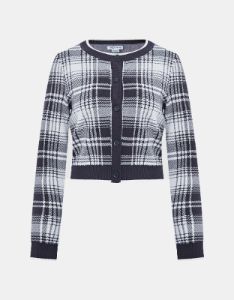 Plaid Pattern Contrast Trim Knitted Cardigan sold by Urban Revivo