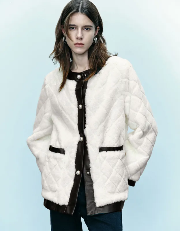 Crew Neck Straight Furry Coat sold by Urban Revivo
