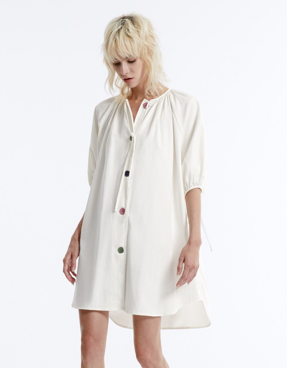 Tie Front Button Up Dress sold by Urban Revivo