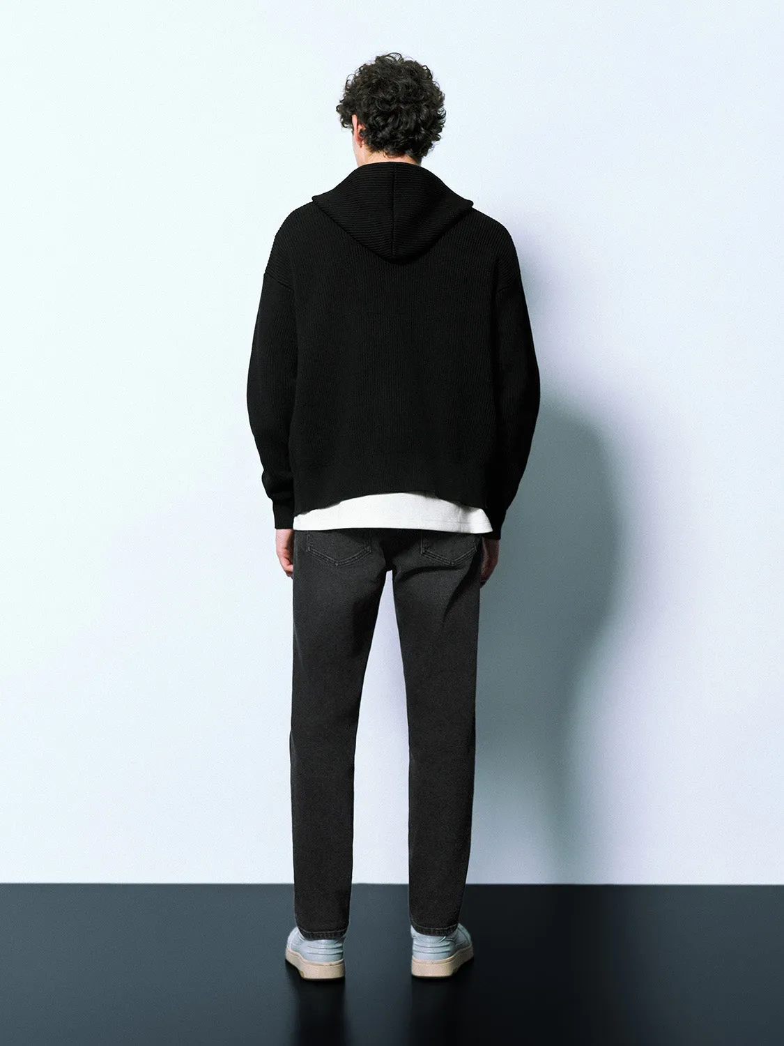 Zipper Front Hooded Knitted Cardigan sold by Urban Revivo product image thumbnail 4