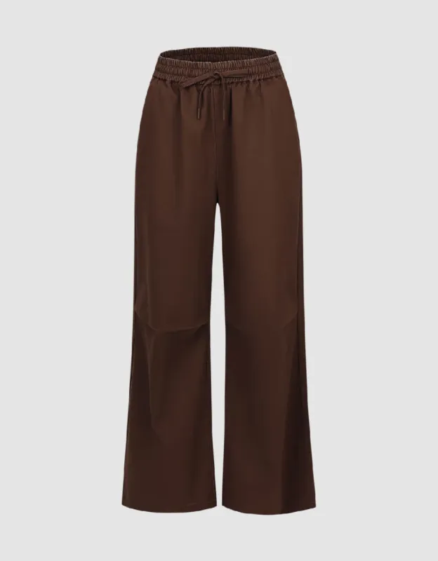 Drawstring Waist Wide-Leg Pants sold by Urban Revivo