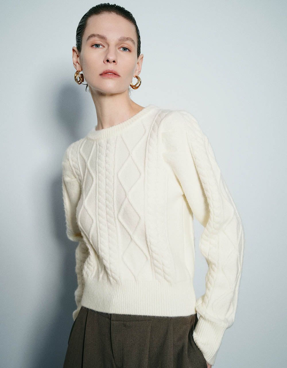 Puff Sleeve Crew Neck Sweater sold by Urban Revivo product image thumbnail 3