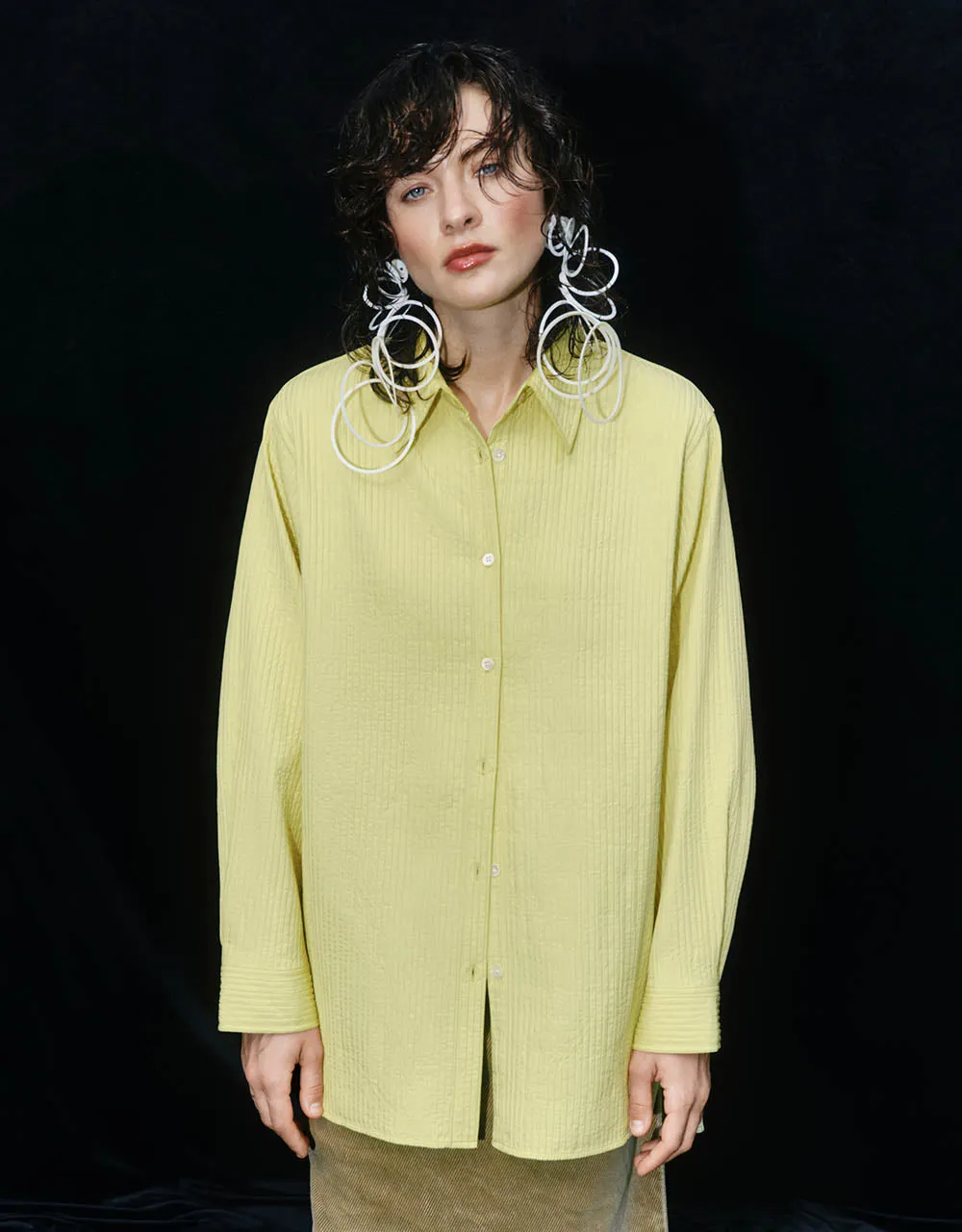 Textured Button Up Straight Shirt sold by Urban Revivo