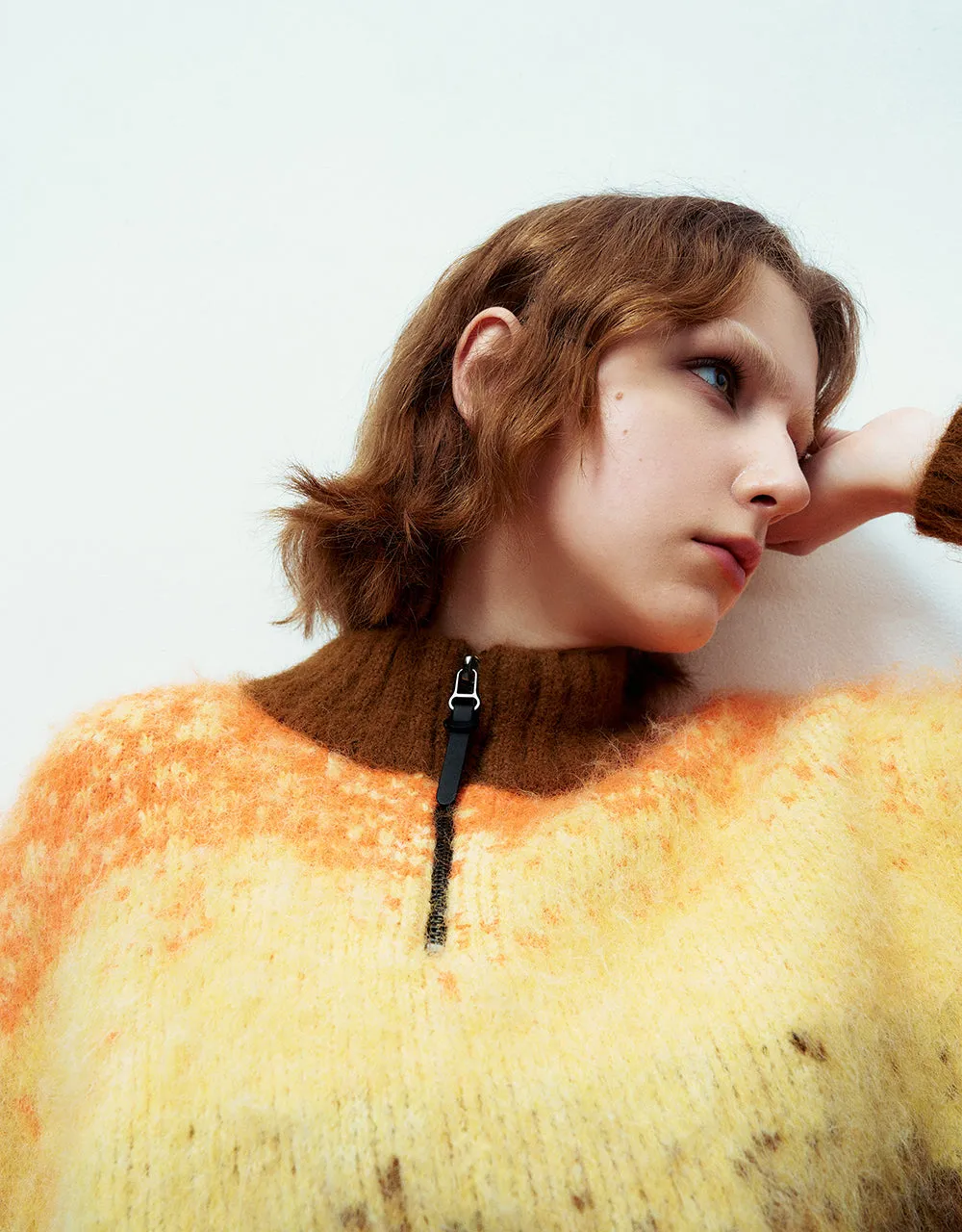 Zip Half Placket Striped Furry Knitted T-Shirt sold by Urban Revivo product image thumbnail 5