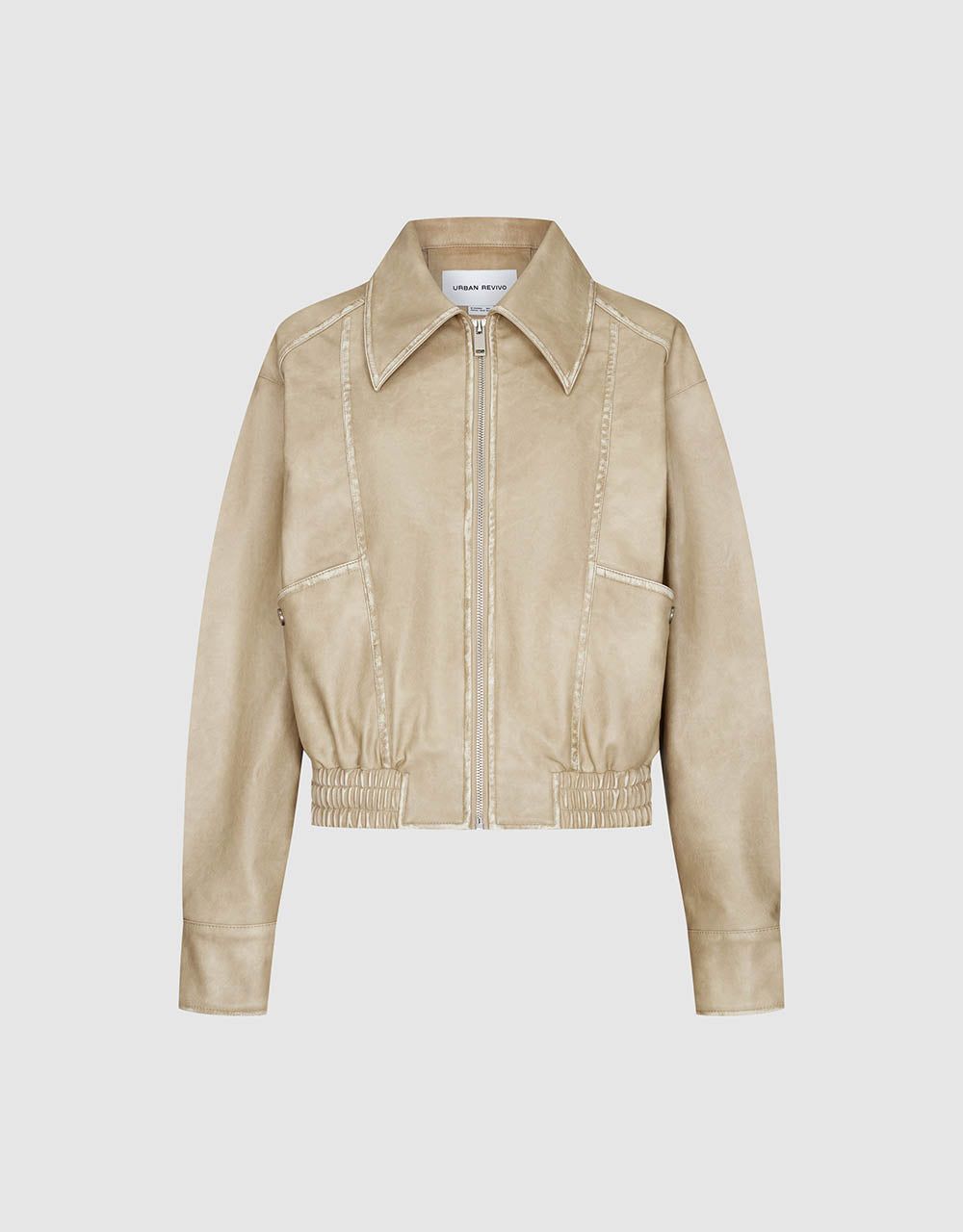 Zipper Front Vegan Leather Jacket sold by Urban Revivo product image thumbnail 2