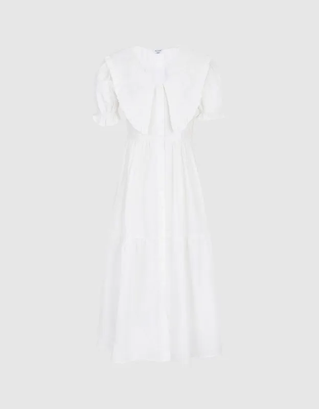 Statement Collar Button Front Denim Dress sold by Urban Revivo