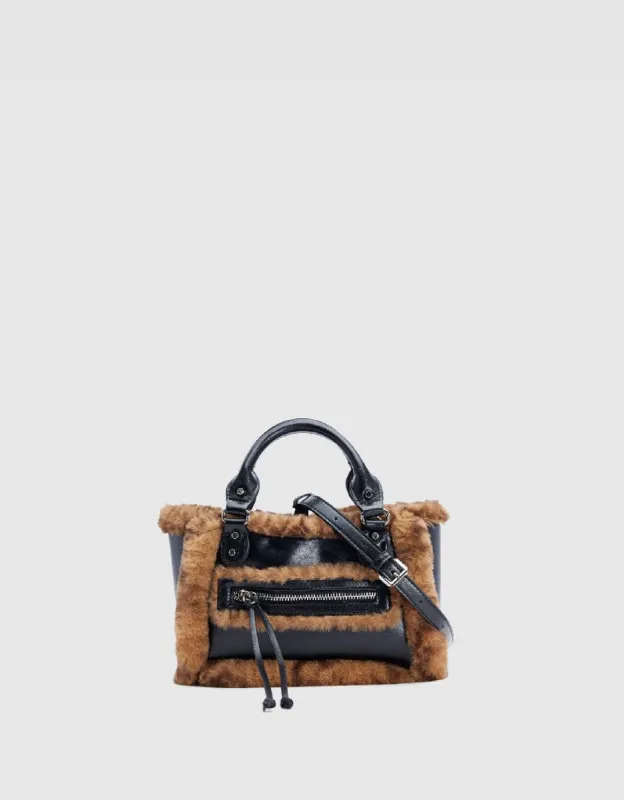 Furry Trim Vegan Leather Shoulder Bag sold by Urban Revivo