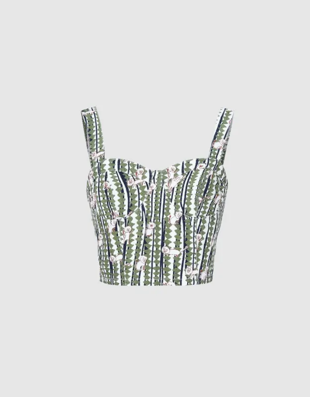 Printed Bustier Cropped Camisole sold by Urban Revivo