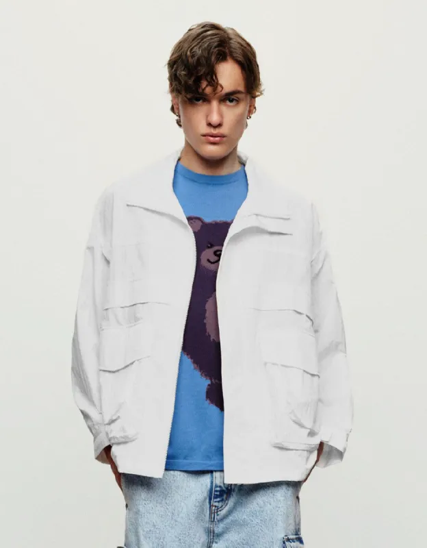 Stand Collar Oversized Jacket sold by Urban Revivo