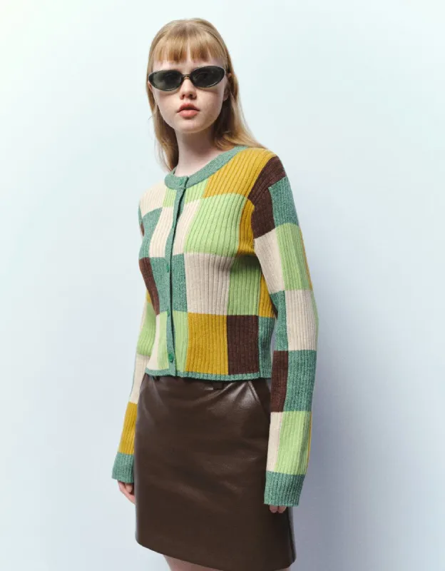 Colorblocks Crew Neck Knitted Cardigan sold by Urban Revivo