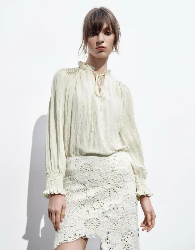 Textured Tie Front Overhead Shirt sold by Urban Revivo