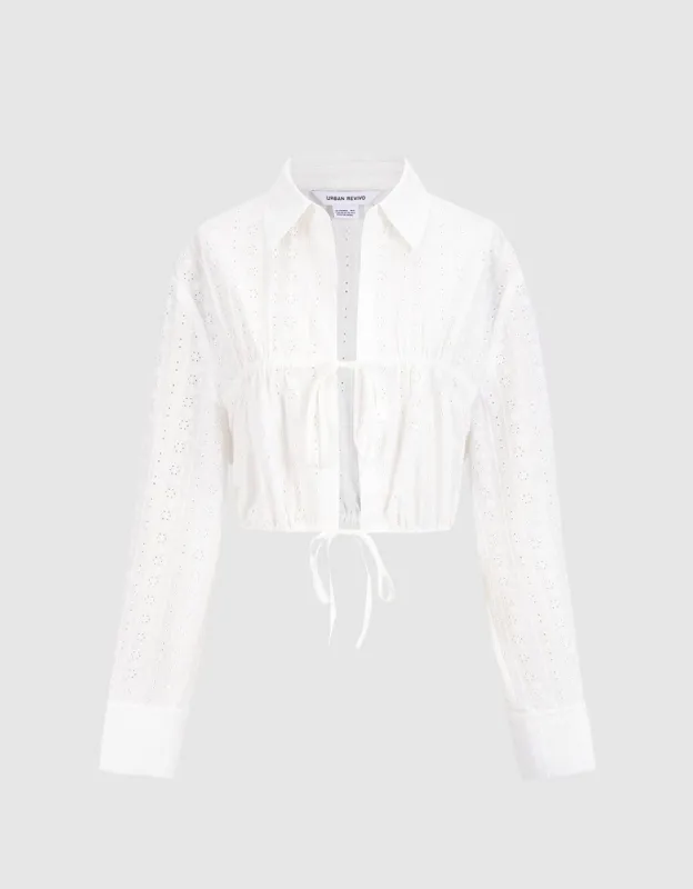 Tie Front Pointelle Top sold by Urban Revivo