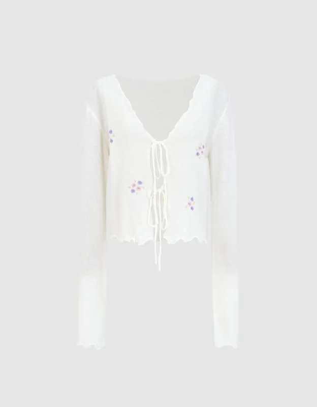 Tie Front Cropped Cardigan sold by Urban Revivo