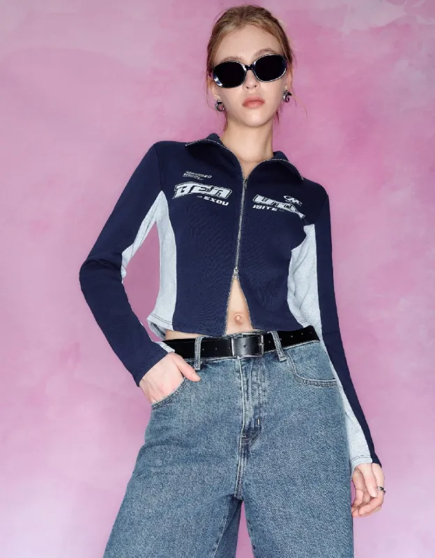 Zipper Front Skinny Lapel Shirt sold by Urban Revivo