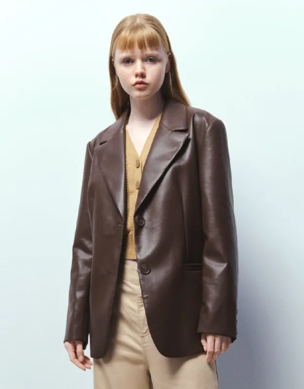 Vegan Leather Straight Jacket sold by Urban Revivo