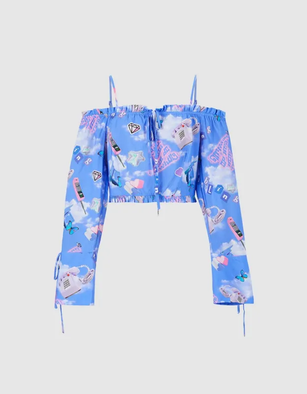 Printed Tie Front Top sold by Urban Revivo