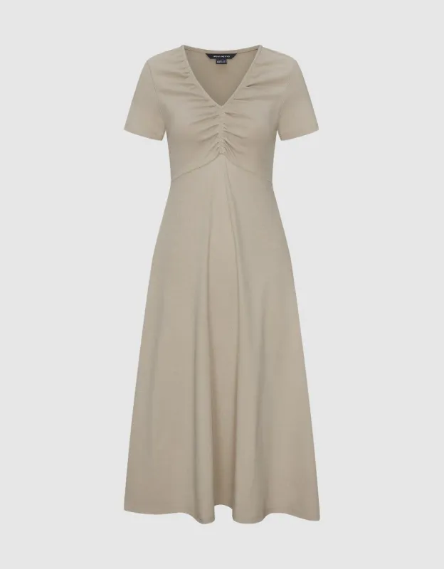 Standard Sleeve V-Neck A-Line Dress sold by Urban Revivo