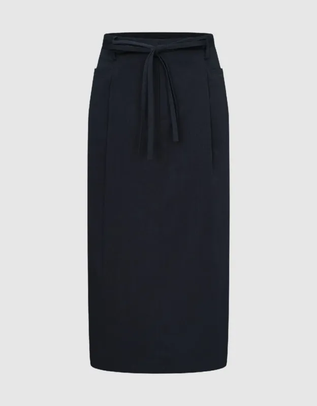 Midi Straight Skirt With Rope sold by Urban Revivo